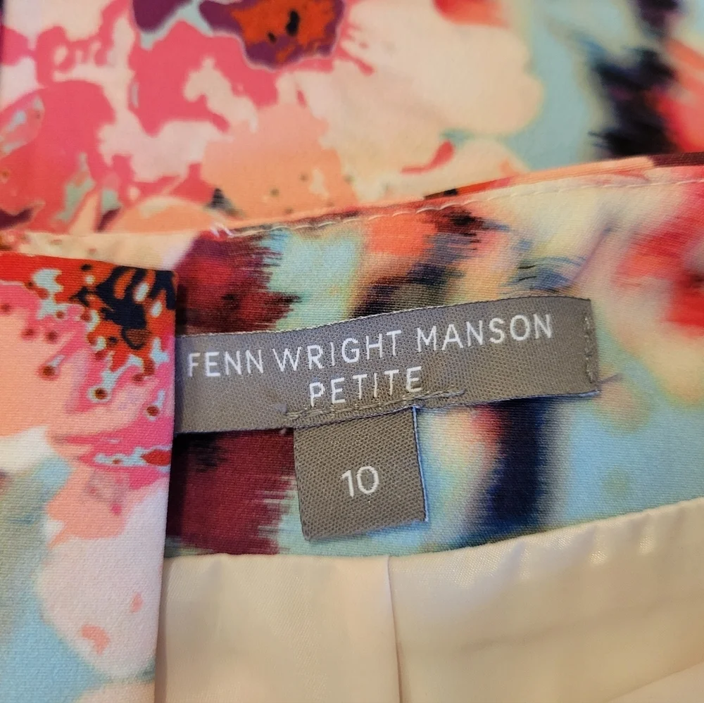 2/$18 Fenn Wright Manson Pencil Knee Length Skirt Petite Floral Blue Pink